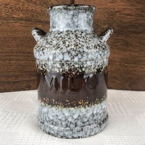 Vintage Utensil Holder Glazed Pottery Milk Jug